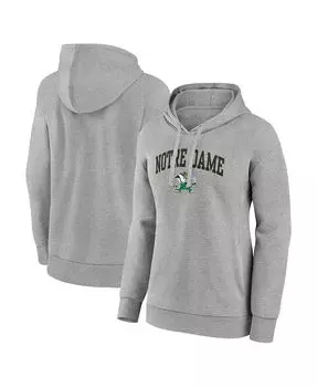 Женский пуловер с капюшоном цвета серого вереска с логотипом Notre Dame Fighting Irish Evergreen Campus Fanatics, цвет Heather Gray