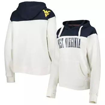 Женский пуловер с капюшоном для прессы, белый/темно-синий, West Virginia Mountaineers Chicago 2-Hit с кокеткой