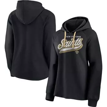 Женский пуловер с капюшоном Fanatics черного цвета New Orleans Saints First Contact реглан Fanatics