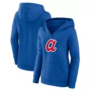 Женский пуловер с капюшоном Fanatics Royal Atlanta Braves Forbes Crossover с v-образным вырезом Fanatics