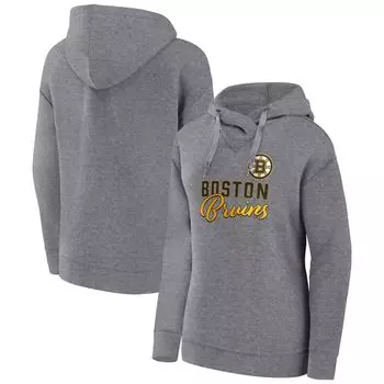 Женский пуловер с капюшоном Fanatics с логотипом Heather Grey Boston Bruins Script Favorite Fanatics