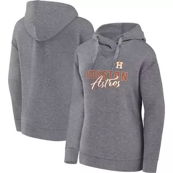 Женский пуловер с капюшоном Fanatics с логотипом Heather Grey Houston Astros Script Favorite Fanatics