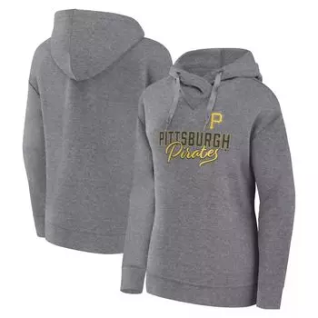 Женский пуловер с капюшоном Fanatics с логотипом Heather Grey Pittsburgh Pirates Script Favorite Fanatics