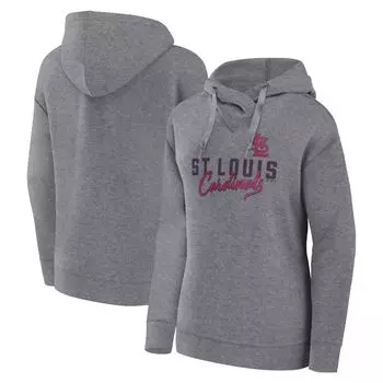 Женский пуловер с капюшоном Fanatics с логотипом Heather Grey St. Louis Cardinals Script Favorite Fanatics