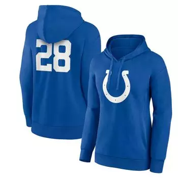 Женский пуловер с капюшоном Fanatics с логотипом Jonathan Taylor Royal Indianapolis Colts Player, имя и номер, пуловер с v-образным вырезом Fanatics