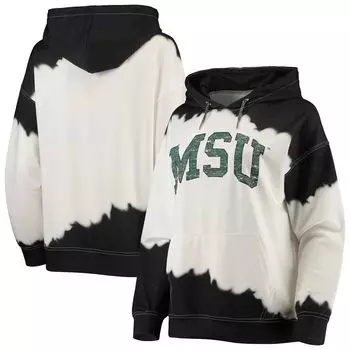 Женский пуловер с капюшоном Gameday Couture белого/черного цвета Michigan State Spartans For the Fun, окрашенный двойным погружением