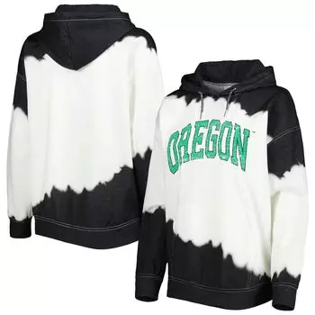 Женский пуловер с капюшоном Gameday Couture белого/черного цвета Oregon Ducks For the Fun, окрашенный двойным погружением