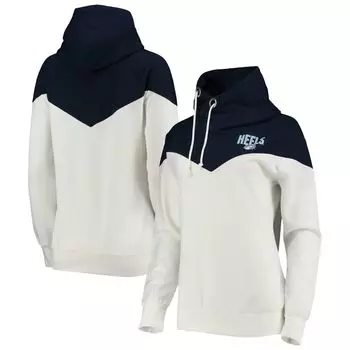 Женский пуловер с капюшоном Gameday Couture белого/темно-синего цвета в стиле North Carolina Tar Heels Old School Arrow Blocked, пуловер с капюшоном и воротником-хомутом