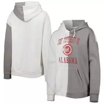 Женский пуловер с капюшоном Gameday Couture серого/белого цвета Alabama Crimson Tide с разрезом