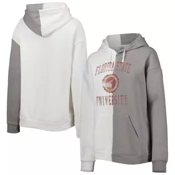 Женский пуловер с капюшоном Gameday Couture серого/белого цвета Florida State Seminoles с разрезом