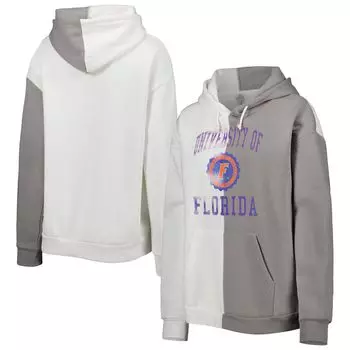 Женский пуловер с капюшоном Gameday Couture серого/белого цвета с разрезом Florida Gators