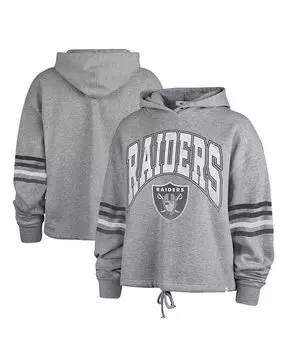 Женский пуловер с капюшоном Heather Grey Las Vegas Raiders Upland Bennett '47 Brand, серый