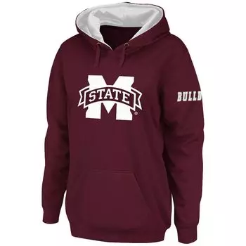 Женский пуловер с капюшоном и большим логотипом Stadium Athletic Maroon Mississippi State Bulldogs