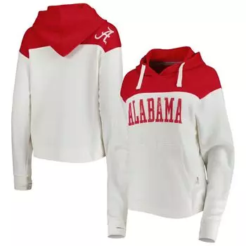 Женский пуловер с капюшоном и кокеткой Pressbox White/Crimson Alabama Crimson Tide Chicago 2-Hit