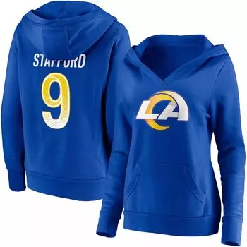 Женский пуловер с капюшоном и логотипом Fanatics с логотипом Matthew Stafford Royal Los Angeles Rams, имя и номер, пуловер с v-образным вырезом Fanatics