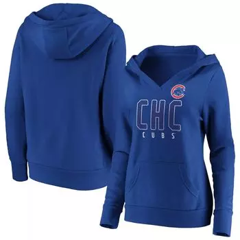 Женский пуловер с капюшоном и v-образным вырезом Fanatics Royal Chicago Cubs Scoreboard Fanatics