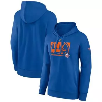 Женский пуловер с капюшоном и v-образным вырезом с логотипом Fanatics Royal New York Islanders Authentic Pro Core Collection Fanatics