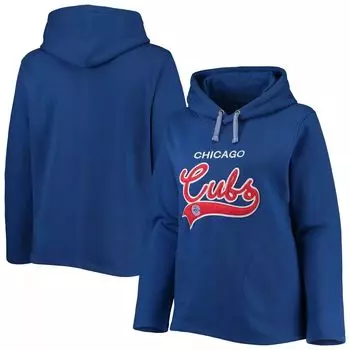 Женский пуловер с капюшоном, мягкий, как виноград, размера плюс Royal Chicago Cubs с разрезом по бокам