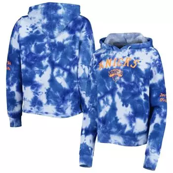 Женский пуловер с капюшоном New Era Royal New York Knicks из матового хлопка с принтом тай-дай New Era