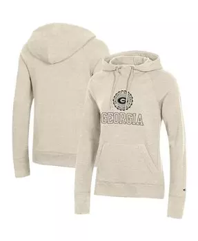 Женский пуловер с капюшоном овсяного цвета с принтом Georgia Bulldogs College Seal Champion
