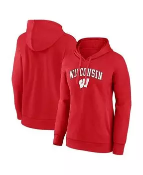 Женский пуловер с капюшоном Red Wisconsin Badgers Evergreen Campus с логотипом Fanatics, красный
