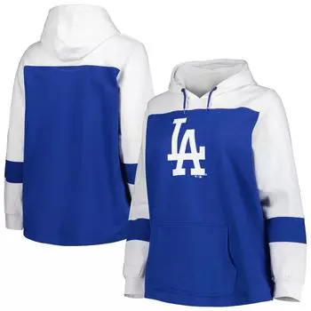 Женский пуловер с капюшоном Royal Los Angeles Dodgers больших размеров с цветными блоками