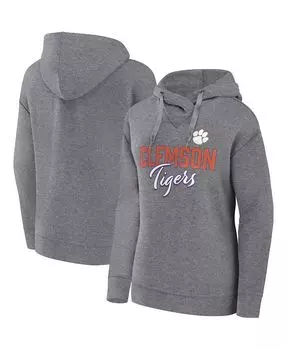 Женский пуловер с капюшоном с фирменным логотипом Heather Grey Clemson Tigers Script Favorite Fanatics, серый