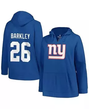 Женский пуловер с капюшоном Saquon Barkley Royal New York Giants больших размеров с именем и номером игрока Profile, синий