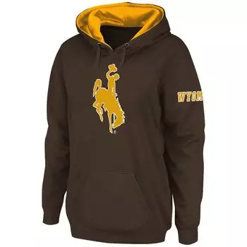 Женский пуловер с капюшоном Stadium Athletic коричневого цвета Wyoming Cowboys с большим логотипом