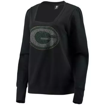 Женский пуловер с квадратным вырезом Cuce, черный, зеленый, Bay Packers Winners, толстовка