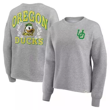 Женский пуловер с логотипом Fanatics Heather Grey Oregon Ducks Ready Play Crew Fanatics