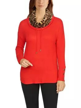 Женский пуловер с отделкой из искусственного меха и воротником-хомут Ruby Rd., цвет lipstick