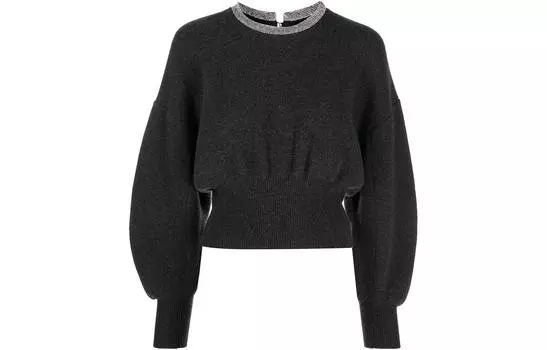 Женский пуловер с отделкой кристаллами, цвет «уголь» Alexander Wang, темно-серый