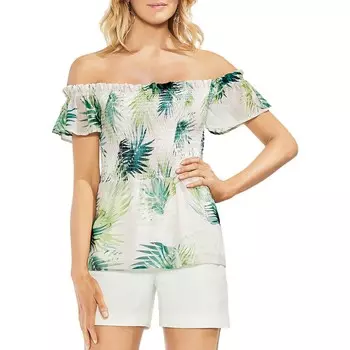 Женский пуловер с открытыми плечами и принтом Vince Camuto, цвет Verdant Green