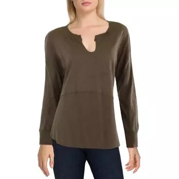 Женский пуловер с разрезом по низу bobi, цвет olive tree