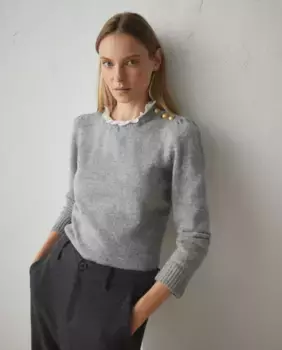 Женский пуловер с романтическим воротником и длинными рукавами Lloyd's, серый