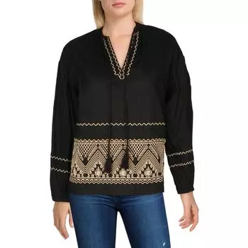 Женский пуловер с V-образным вырезом и рукавами-епископами Lauren Ralph Lauren, цвет black mu