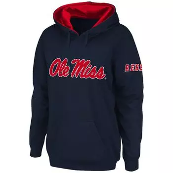 Женский пуловер Stadium Athletic темно-синего цвета с капюшоном и большим логотипом Ole Miss Rebels