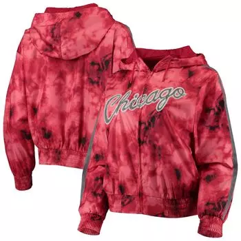 Женский пуловер-ветровка Mitchell & Ness Red Chicago Bulls Galaxy с капюшоном и молнией во всю длину