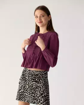 Женский пышный топ с длинным рукавом Noon, пурпурный