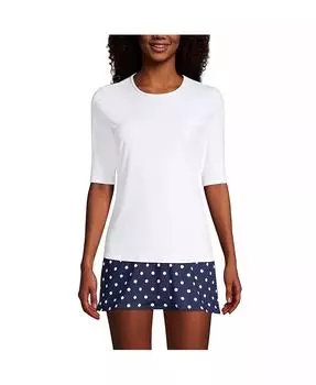 Женский рашгард с длинным рукавом до локтя, свободный, с защитой от ультрафиолета UPF 50 Lands' End, белый