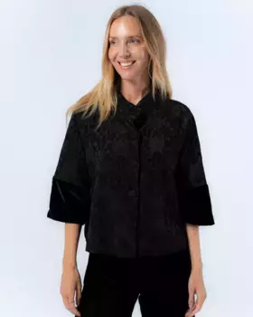 Женский расклешенный жакет из жаккардовой ткани Clara Niza, черный