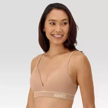 Женский ребристый бесшовный бюстгальтер Hanes Originals MHB004, цвет Beige