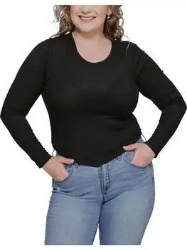 Женский ребристый пуловер с круглым вырезом для юниоров Just Polly, черный