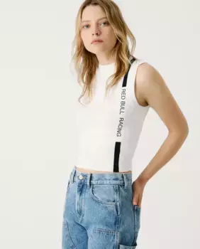 Женский ребристый свитер без рукавов с логотипом Pepe Jeans, белый