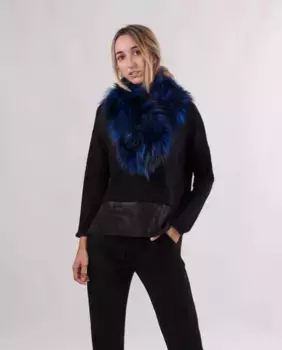 Женский регулируемый шарф из натуральных волос синего цвета MR Complements, синий