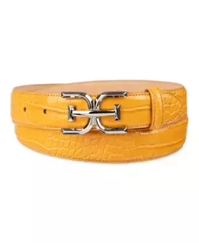 Женский ремень с экзотической фактурой и пряжкой Double-E в стиле скинни Sam Edelman, желтый