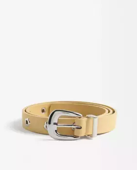 Женский ремень с пряжкой и заклепками Parfois, жёлтый