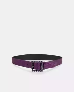 Женский ремень со стразами и квадратной пряжкой Alma en Pena, лиловый