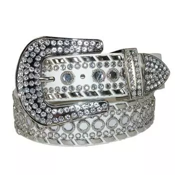 Женский ремень со стразами в стиле вестерн шириной 1 1/2 дюйма (доступны большие размеры) CTM, белый